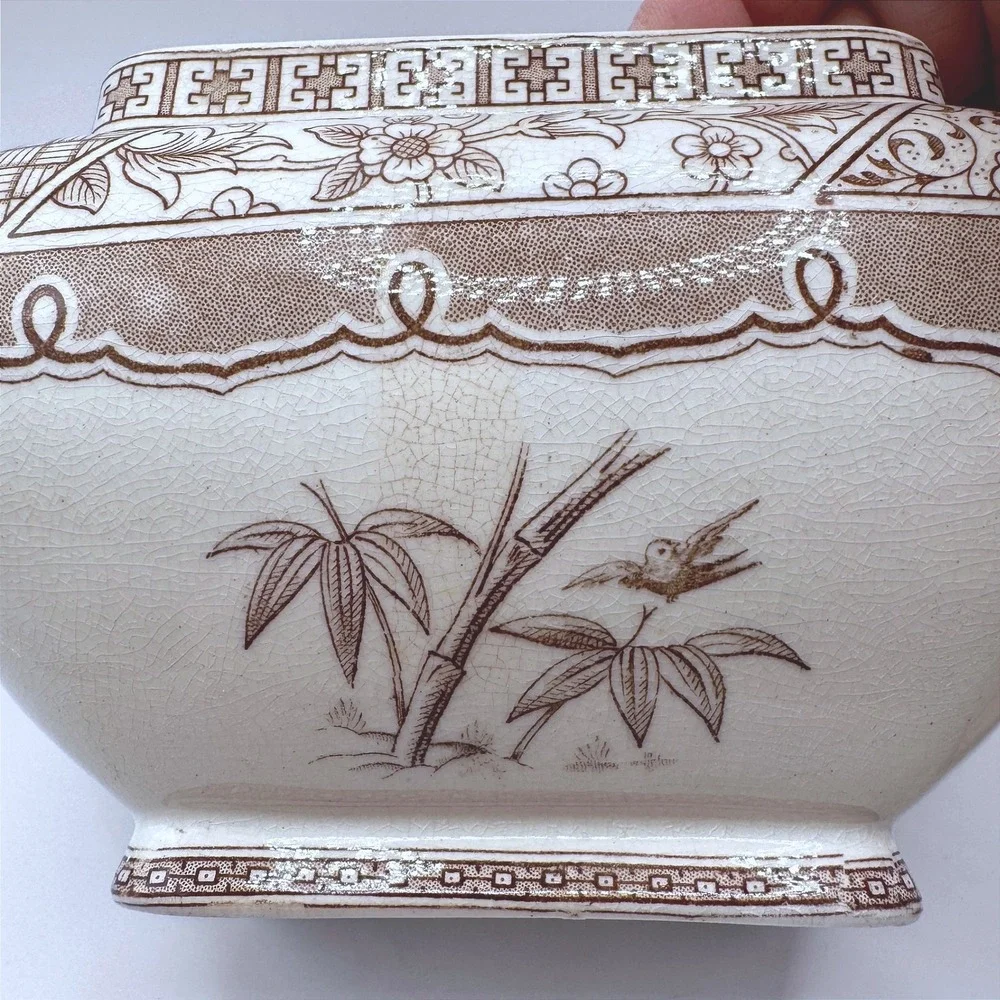 Antique Melbourne C & W Late Mayers Ironstone Tureen Brown Transferware